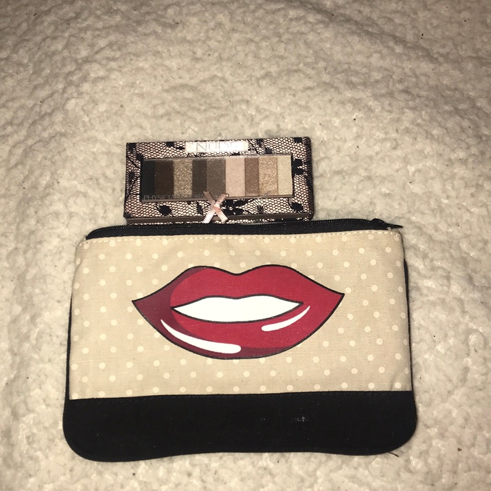 Cute makeup bag with a small eyeshadow palette